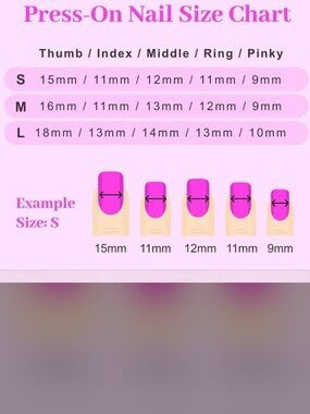 Press-On Nail Size Chart - NOT FOR SALE